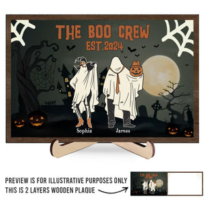 Famille Bootiful - Plaque en bois personnalisée à 2 couches avec support - Cadeau d'Halloween pour les membres de la famille