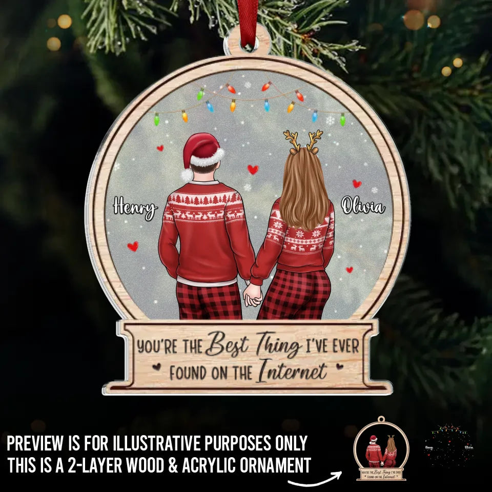 L'amour ne connaît aucune barrière - Ornement personnalisé en bois et acrylique pour couple - Cadeau de Noël pour mari et femme, anniversaire