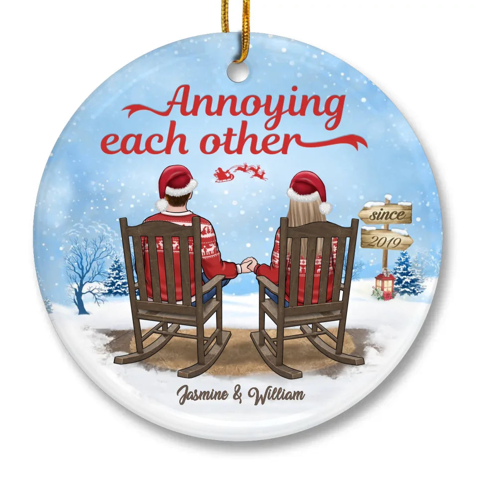 Ta main dans la mienne est le meilleur cadeau de Noël - Ornement personnalisé pour couple - Forme ronde en céramique - Cadeau de Noël pour mari et femme, anniversaire