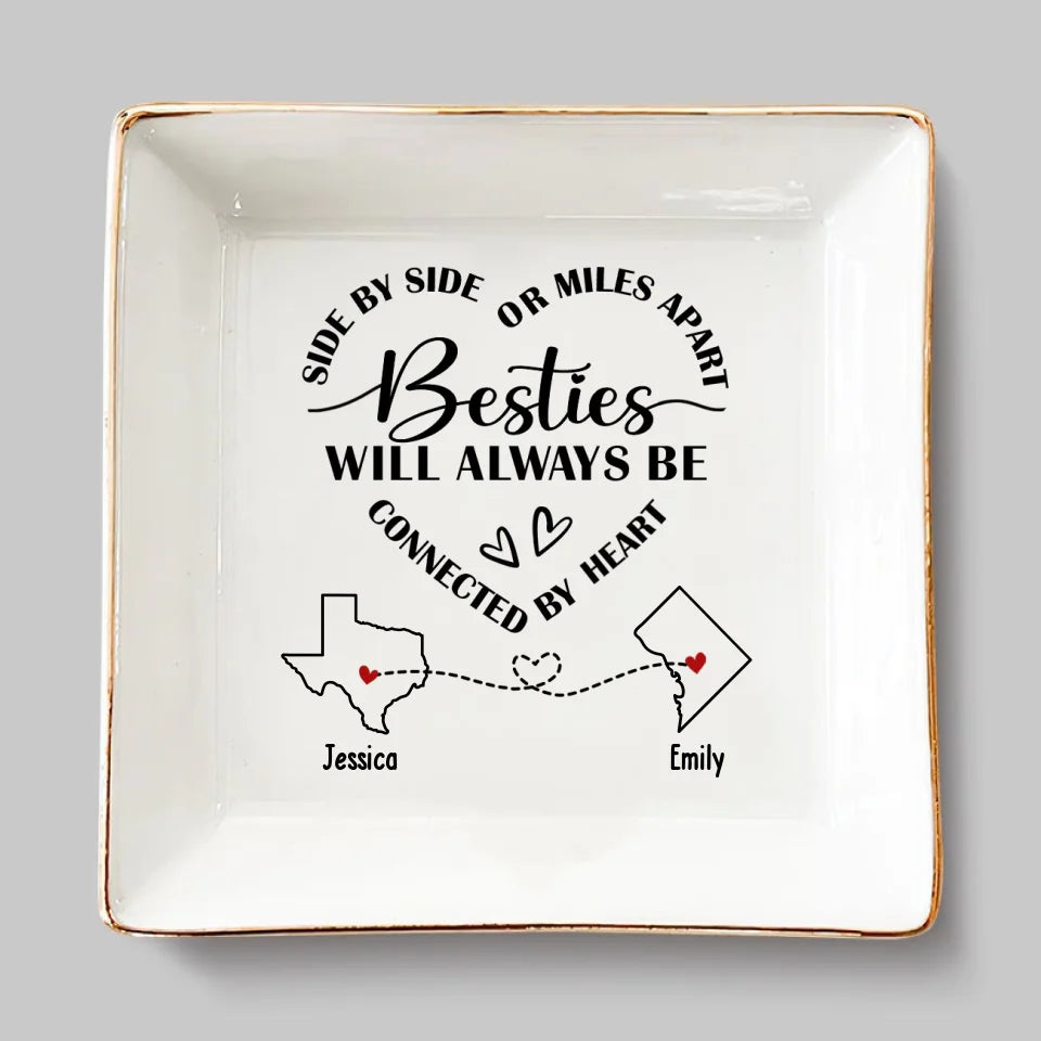 Un rappel que vous n'êtes jamais seul dans ce voyage - Plat à bijoux personnalisé Bestie - Cadeau pour les meilleures amies, BFF, sœurs