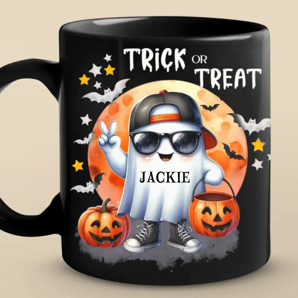 Trop cool pour être effrayant - Mug noir personnalisé pour la famille - Cadeau d'Halloween pour les membres de la famille