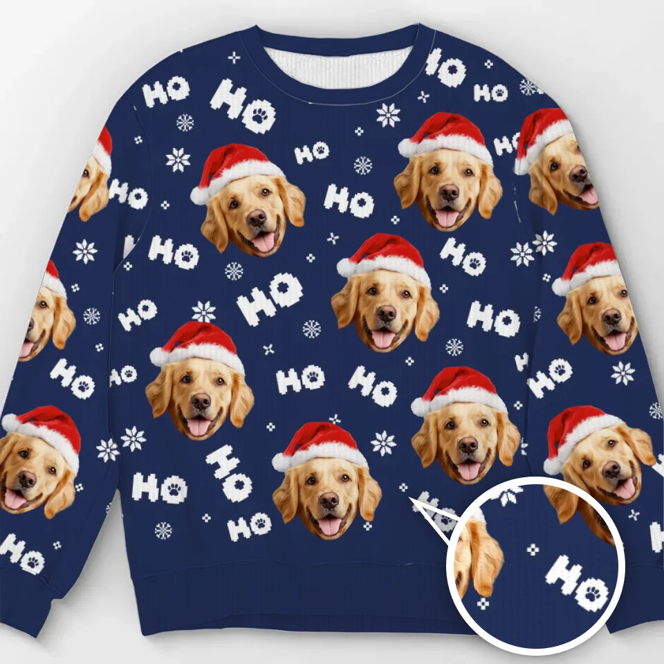 Sweat-shirt personnalisé pour chien et chat avec photo personnalisée pour Noël - Pull unisexe en laine - Cadeau de Noël pour propriétaires et amoureux des animaux