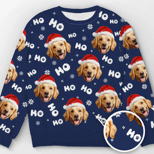 Sweat-shirt personnalisé pour chien et chat avec photo personnalisée pour Noël - Pull unisexe en laine - Cadeau de Noël pour propriétaires et amoureux des animaux