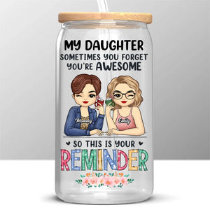 Le trésor d'une mère est sa fille - Tasse en verre personnalisée pour la famille, tasse à café glacé - Cadeau pour maman, fille
