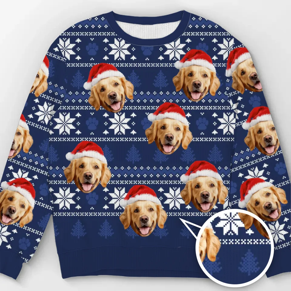 Sweat-shirt personnalisé avec photo « Que votre Noël soit doux et lumineux » pour chien et chat - Pull en laine unisexe - Cadeau de Noël pour les propriétaires et les amoureux des animaux