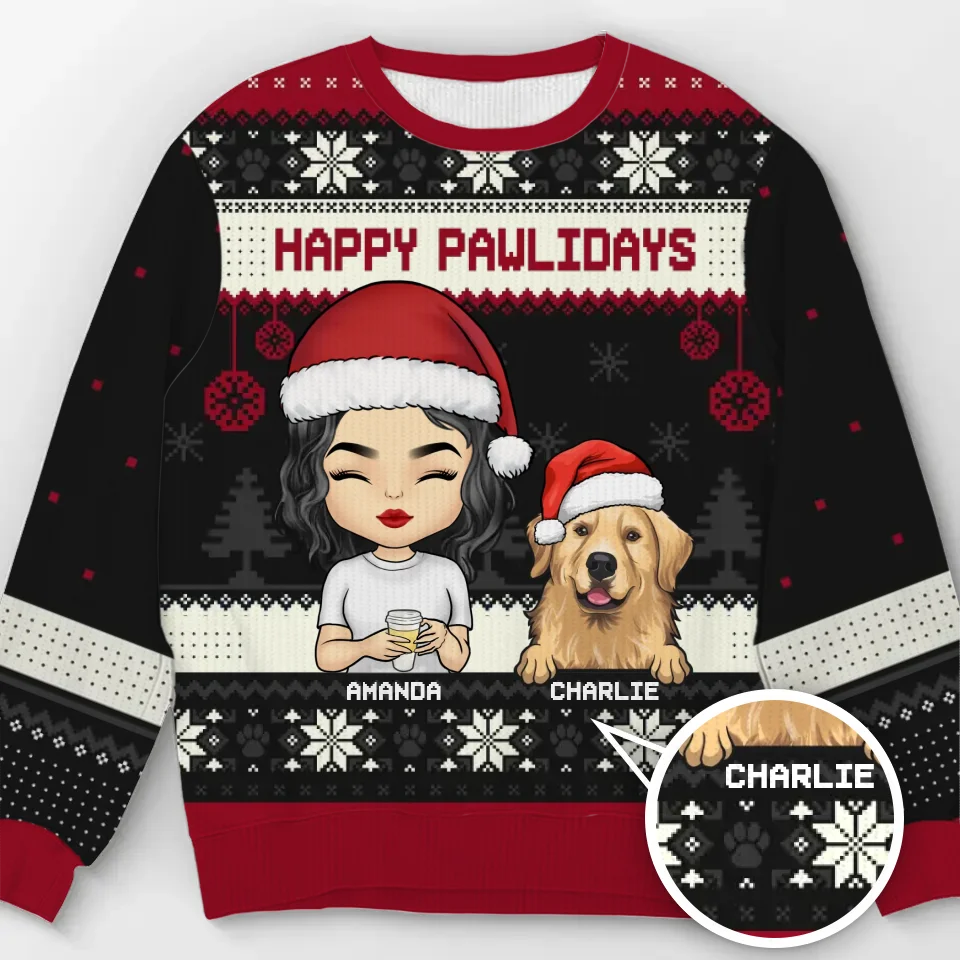 Ensemble, c'est notre endroit préféré pour Noël - Sweat-shirt moche personnalisé pour chien et chat - Pull en laine unisexe - Cadeau de Noël pour les propriétaires d'animaux et les amoureux des animaux