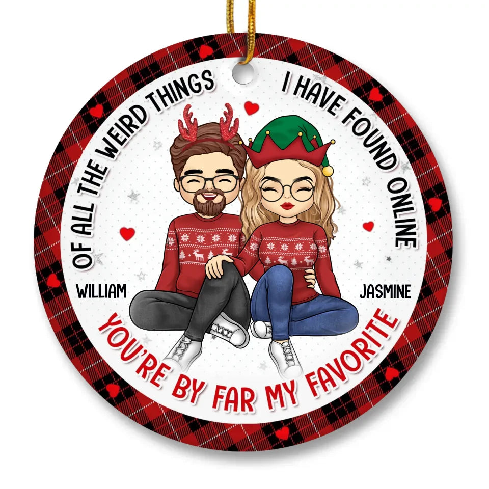 Tu es sur ma liste - Ornement personnalisé pour couple - Forme ronde en céramique - Cadeau de Noël pour mari et femme, anniversaire