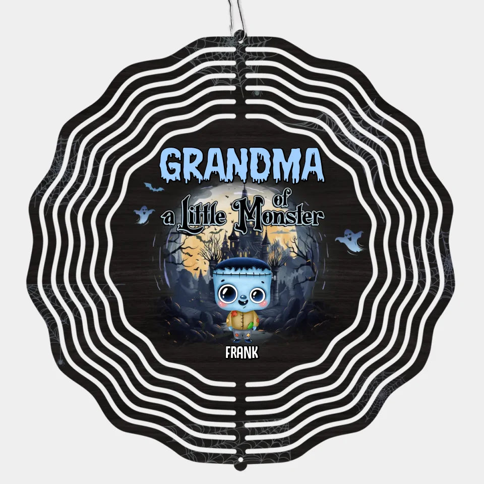 Grand-mère de mini-monstres - Moulin à vent personnalisé pour la famille - Cadeau d'Halloween pour maman et grand-mère