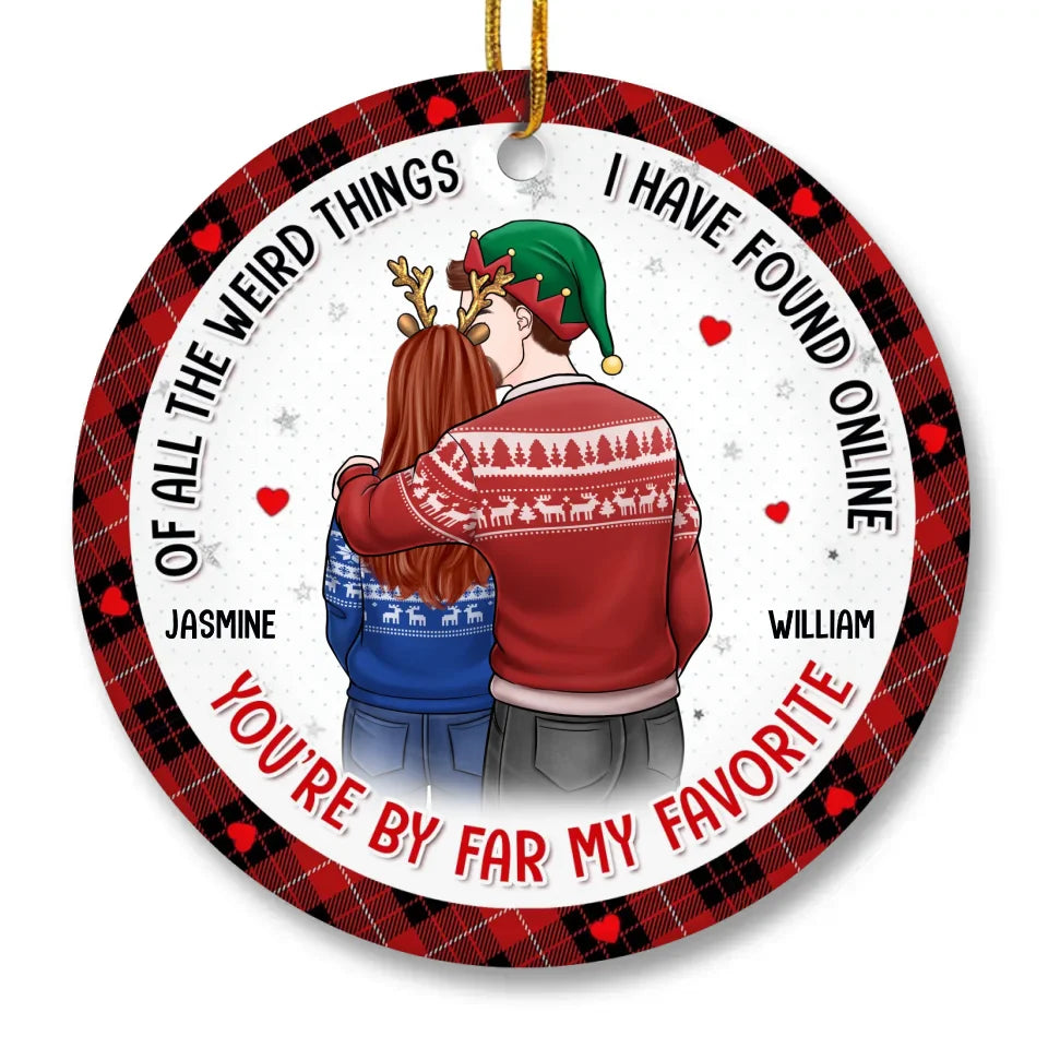 Je t'aime et je t'aimerai toujours - Ornement personnalisé pour couple - Forme ronde en céramique - Cadeau de Noël pour mari et femme, anniversaire