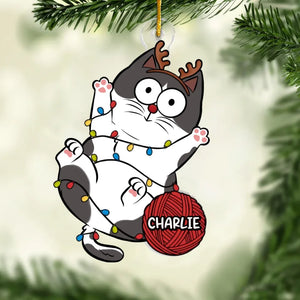 Décorez les couloirs avec des pattes et des moustaches - Ornement personnalisé pour chat - Forme personnalisée en acrylique - Cadeau de Noël pour les propriétaires et les amoureux des animaux