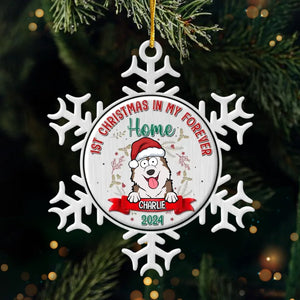 1st Christmas In My Forever Home - Dog & Cat Personalized Custom Ornament - Metal Custom Shaped - Christmas Gift For Pet Owners, Pet Lovers, First Christmas