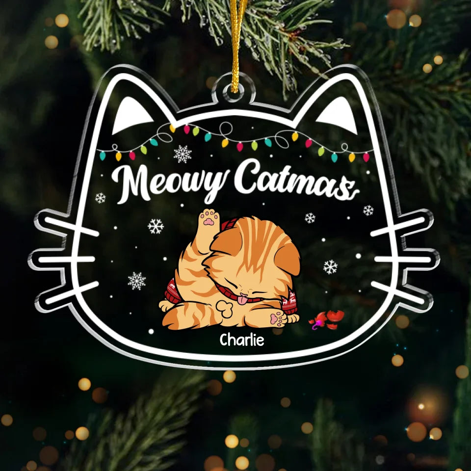 Les plus jolies pattes du Père Noël - Ornement personnalisé en acrylique pour chat - Cadeau de Noël pour les propriétaires et les amoureux des animaux