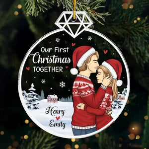 Notre premier Noël, le début de l'éternité - Ornement personnalisé pour couple - Forme personnalisée en acrylique - Cadeau de Noël pour mari et femme, anniversaire, premier Noël