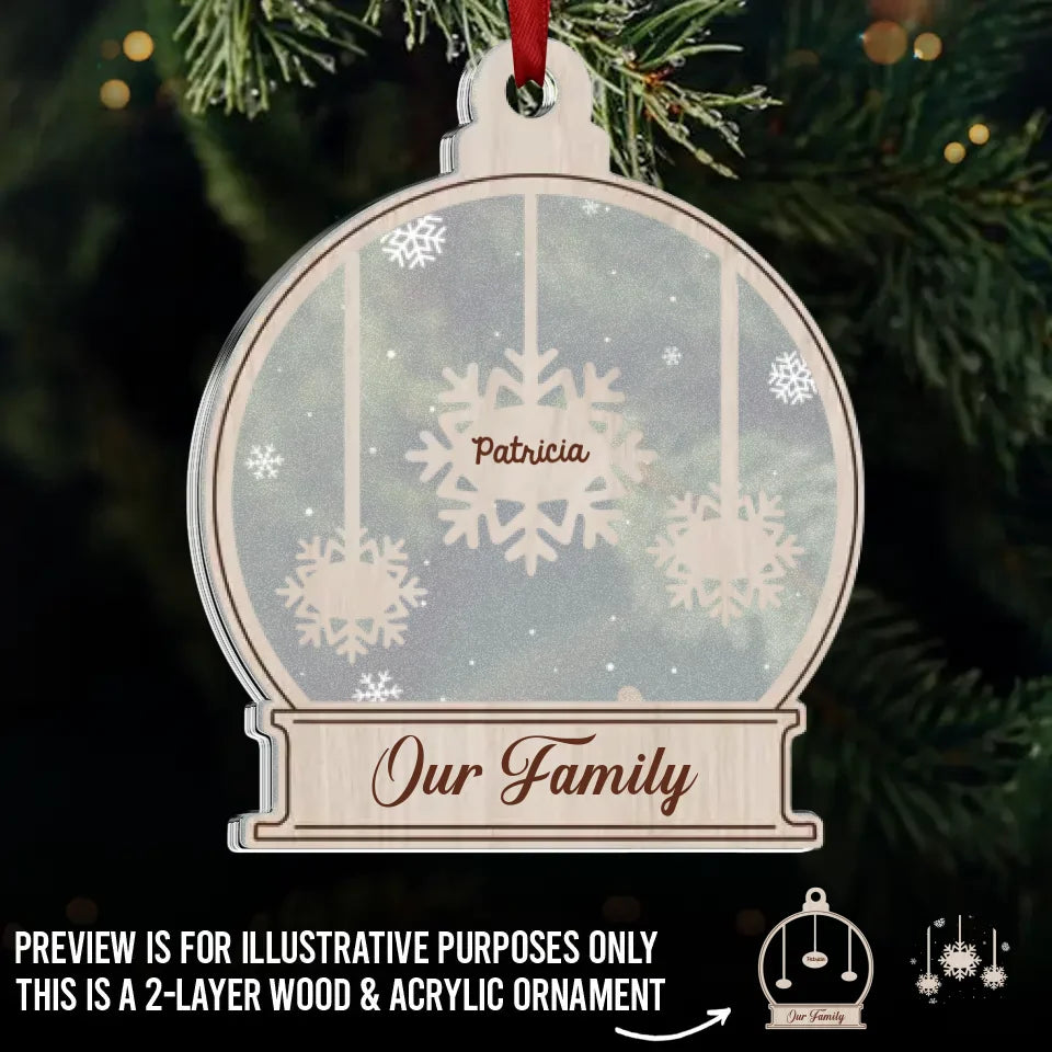 Le monde change quand il neige - Décoration familiale personnalisée en bois et acrylique - Cadeau de Noël pour les membres de la famille