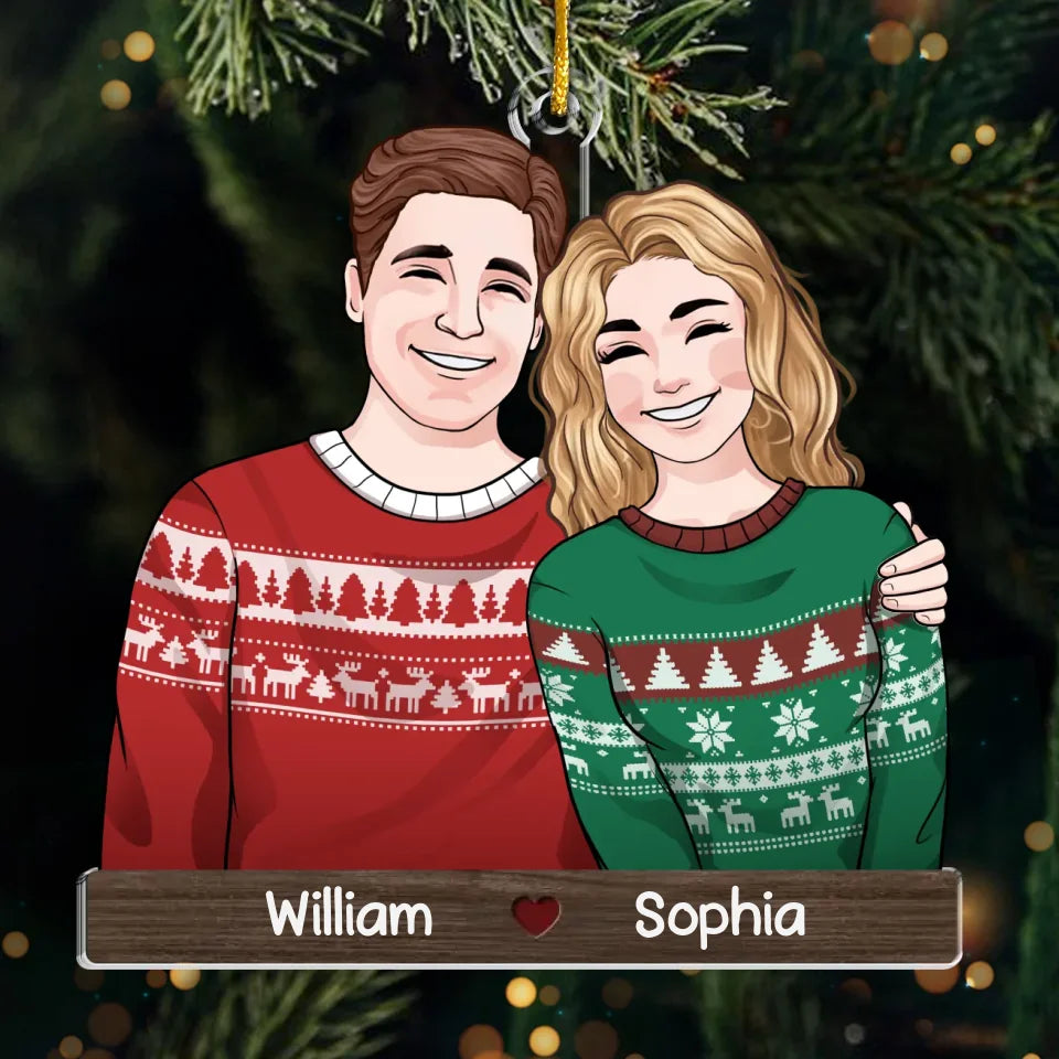 Le temps des pulls est meilleur ensemble - Ornement personnalisé pour couple - Forme personnalisée en acrylique - Cadeau de Noël pour mari et femme, anniversaire, premier Noël