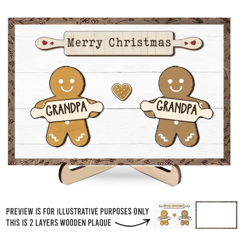 Biscuits de Noël et cœurs joyeux - Plaque en bois personnalisée à 2 couches avec support - Cadeau de Noël pour les membres de la famille