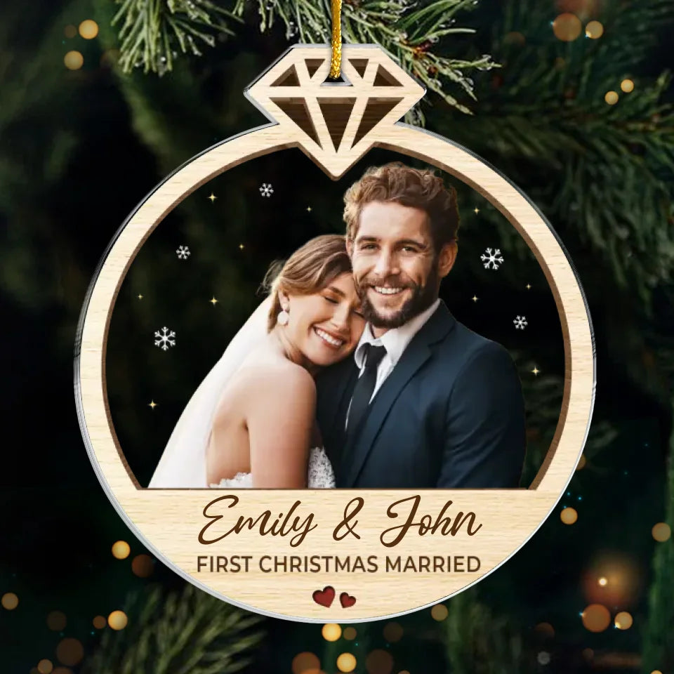 Photo personnalisée « Être marié avec moi » est le cadeau de cette année - Ornement personnalisé pour couple - Forme personnalisée en acrylique - Cadeau de Noël pour mari et femme, anniversaire, premier Noël