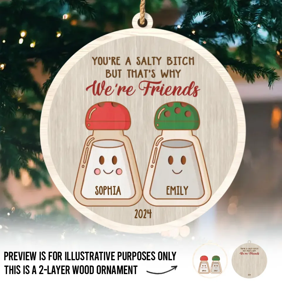 Notre amitié est une belle histoire qui ne cesse de grandir - Décoration de Noël personnalisée en bois à 2 couches - Cadeau de Noël pour meilleures amies, meilleures amies, sœurs