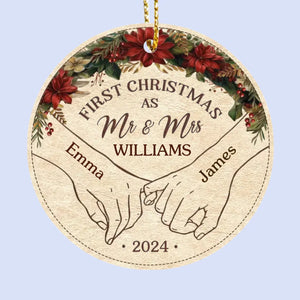 Premier Noël en tant que couple - Ornement en cuir personnalisé - Cadeau de Noël pour mari et femme, anniversaire, premier Noël