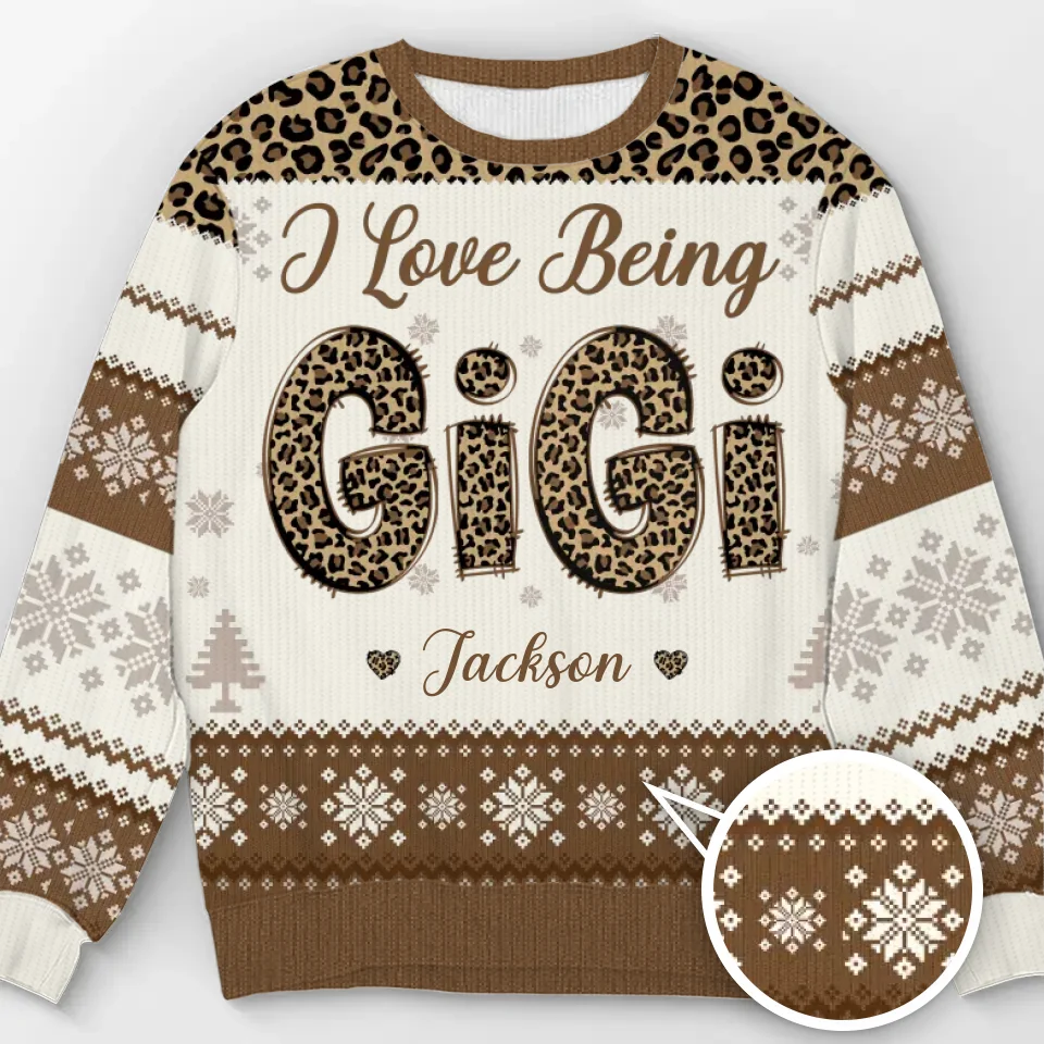 Pull personnalisé pour la famille - Pull en laine unisexe - Cadeau de Noël pour grand-mère