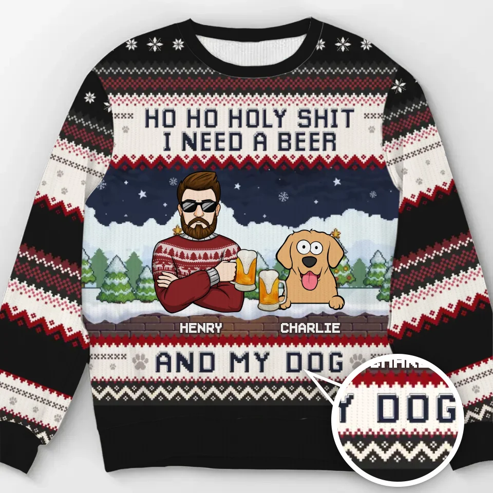 J'ai besoin d'une bière - Sweat-shirt personnalisé pour chien et chat - Pull en laine unisexe - Cadeau de Noël pour les propriétaires et les amoureux des animaux