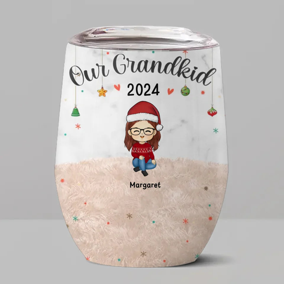 Nos petits-enfants - Verre à vin personnalisé pour la famille - Cadeau de Noël pour les membres de la famille