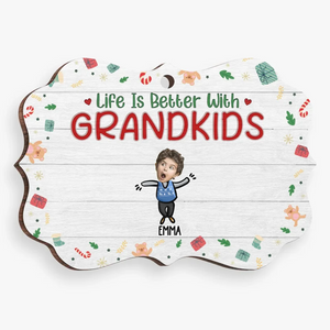 Photo personnalisée : amour et rires remplissent notre maison familiale - Ornement personnalisé familial - Bois en forme de Benelux - Cadeau de Noël pour grand-mère, grand-père