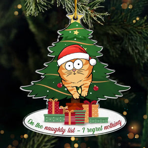 Sur la liste des vilains avec cette attitude de chat - Ornement personnalisé en acrylique pour chat - Cadeau de Noël pour les propriétaires et les amoureux des animaux