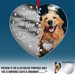 Photo personnalisée « Une fois à mes côtés, pour toujours dans mon cœur » – Ornement commémoratif personnalisé en acrylique miroir – Cadeau de condoléances, cadeau de Noël pour les propriétaires d'animaux et les amoureux des animaux