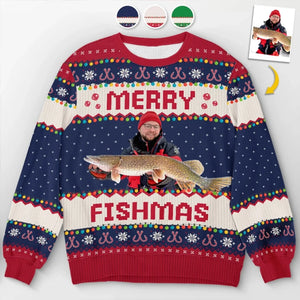 Custom Photo Unisex Ugly Sweatshirt - Personalized Christmas Birthday Gifts For Fisherman