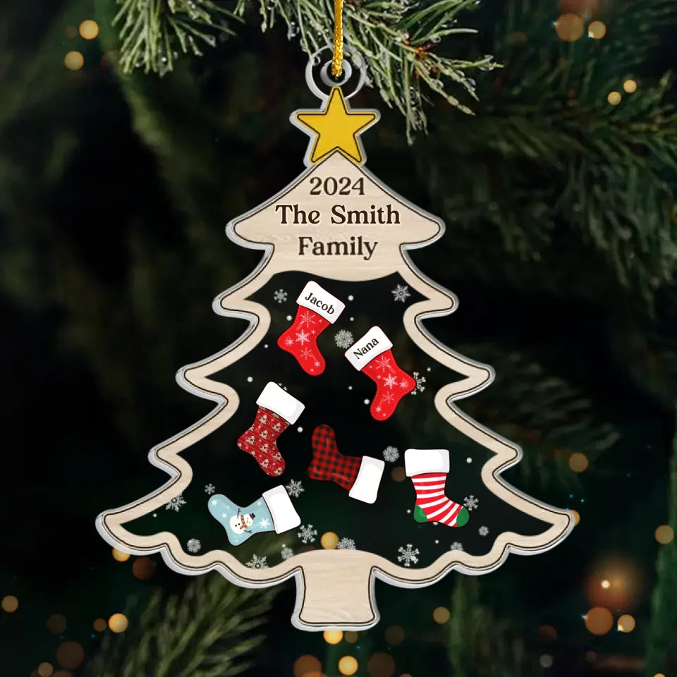 Notre amour grandit et s'illumine - Décoration personnalisée pour la famille - Acrylique en forme personnalisée - Cadeau de Noël pour les membres de la famille