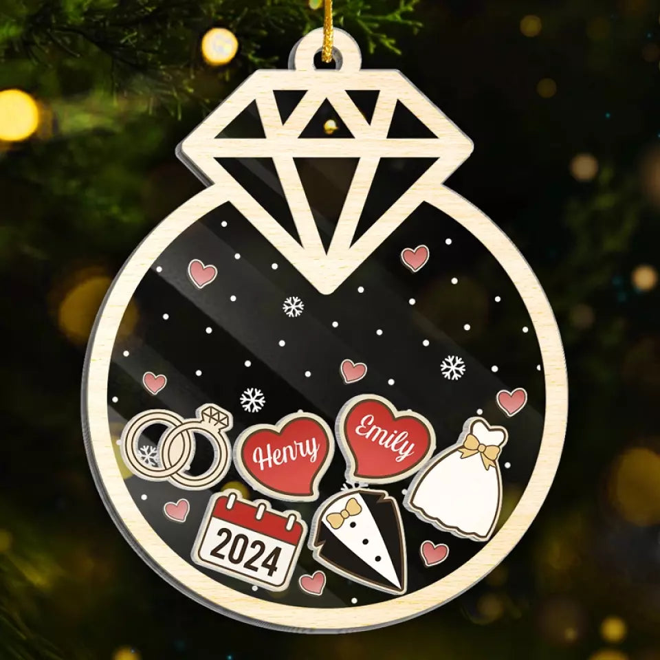 Je veux être avec toi - Ornement personnalisé à 3 couches pour couple - Nouveauté, cadeau de Noël pour mari et femme, anniversaire AMZ