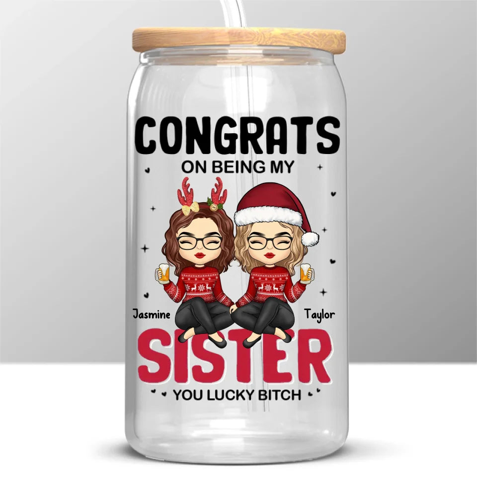 Chaque problème est plus facile avec un ami à côté de vous - Tasse en verre personnalisée Bestie, tasse à café glacé - Cadeau de Noël pour les meilleures amies, BFF, sœurs
