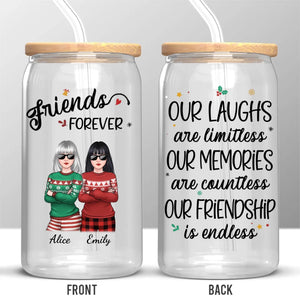 Friends Who Slay Together, Stay Together - Bestie Personalized Custom Glass Cup, Iced Coffee Cup - Christmas Gift For Best Friends, BFF, Sisters