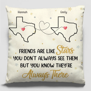 La distance n'est rien pour deux âmes qui se connectent - Coussin personnalisé Bestie - Cadeau pour meilleures amies, meilleures amies, sœurs