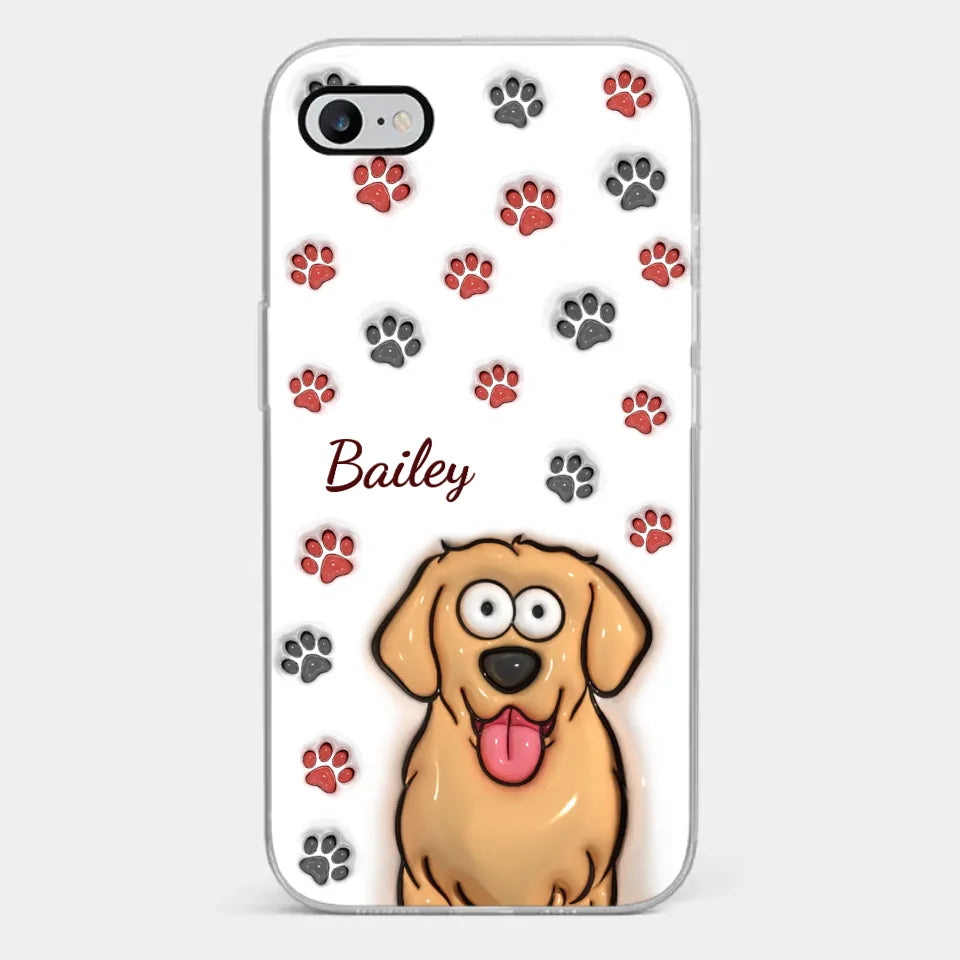 Coque de téléphone transparente personnalisée avec motif 3D « Paws And Enjoy Life » pour chien et chat – Cadeau pour les propriétaires et les amoureux des animaux