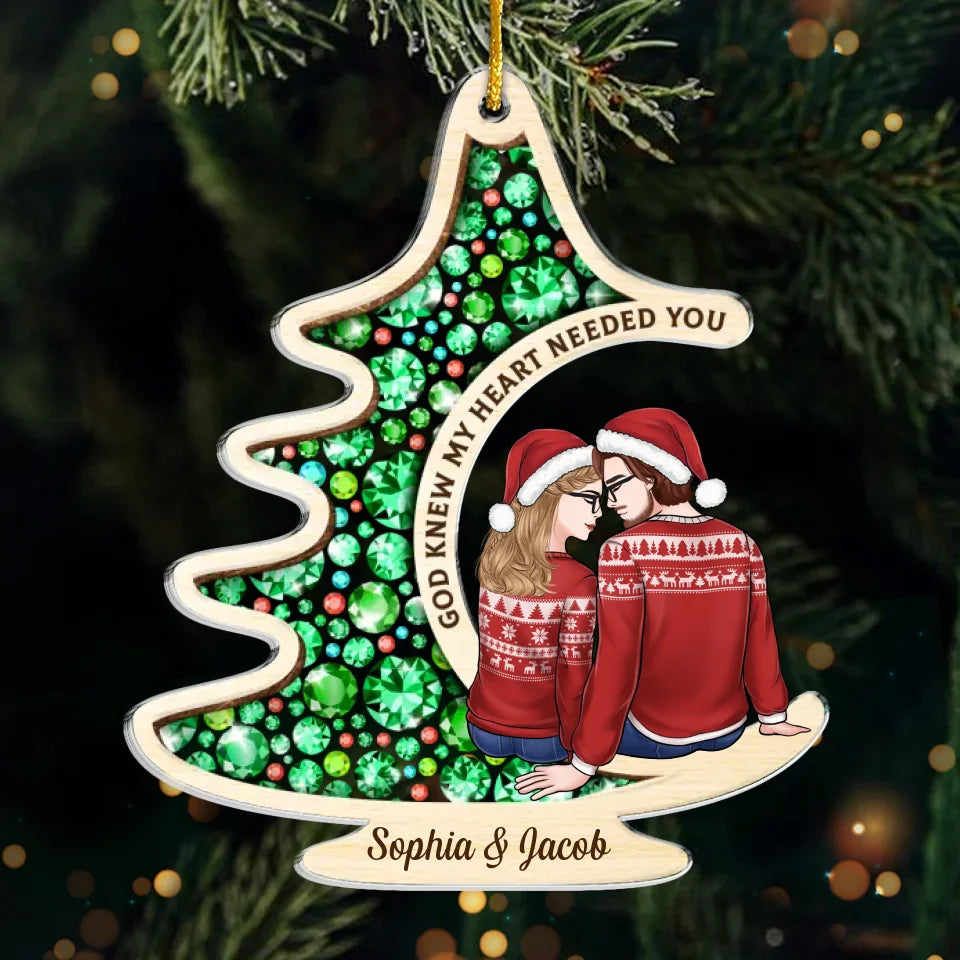Tout de moi t'aime tout entier - Ornement personnalisé pour couple - Forme personnalisée en acrylique - Cadeau de Noël pour mari et femme, anniversaire, premier Noël