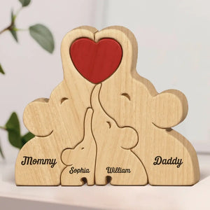 Some People Are Worth Melting For - Family Personalized Custom Elephant Shaped Wooden Art Puzzle - Wooden Pet Carvings, Wood Sculpture Table Ornaments, Carved Wood Decor - Gift For Family Members