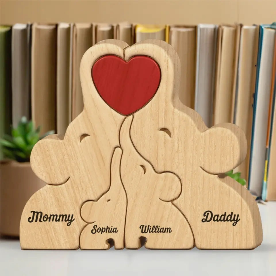 Some People Are Worth Melting For - Family Personalized Custom Elephant Shaped Wooden Art Puzzle - Wooden Pet Carvings, Wood Sculpture Table Ornaments, Carved Wood Decor - Gift For Family Members