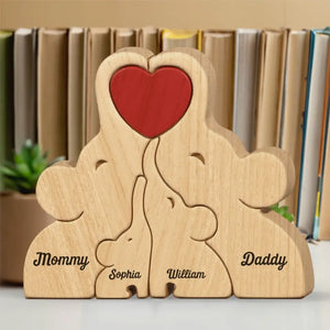 Some People Are Worth Melting For - Family Personalized Custom Elephant Shaped Wooden Art Puzzle - Wooden Pet Carvings, Wood Sculpture Table Ornaments, Carved Wood Decor - Gift For Family Members
