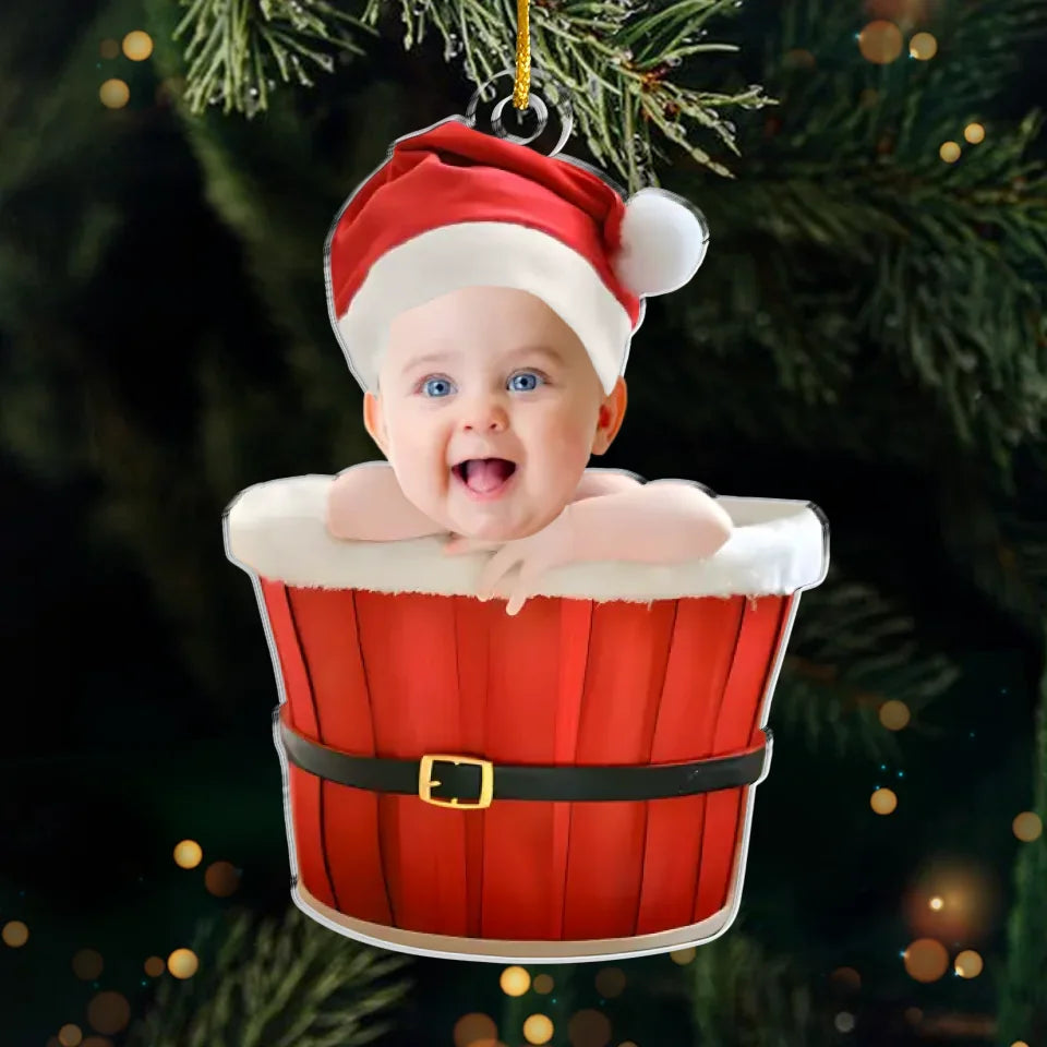 Photo personnalisée célébrant la joie de votre premier Noël - Décoration personnalisée pour la famille - Forme personnalisée en acrylique - Cadeau de Noël pour bébé, enfant et nouveau-né
