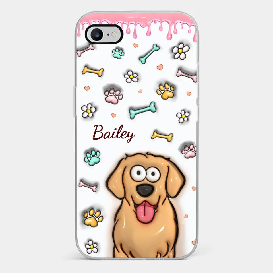 Le cœur d'une maman d'animaux est une mosaïque d'empreintes de pattes - Coque de téléphone transparente personnalisée avec effet gonflé 3D pour chien et chat - Cadeau pour les propriétaires et les amoureux des animaux