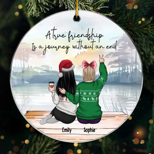 Une véritable amitié est un voyage - Décoration personnalisée pour meilleure amie - Forme personnalisée en acrylique - Cadeau de Noël pour meilleures amies, meilleures amies, sœurs