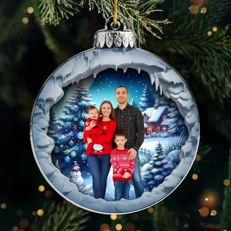 Photo personnalisée « Nous célébrons notre famille » - Ornement personnalisé pour la famille - Forme personnalisée en acrylique - Cadeau de Noël pour les membres de la famille