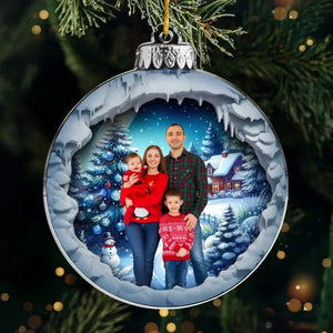 Photo personnalisée « Nous célébrons notre famille » - Ornement personnalisé pour la famille - Forme personnalisée en acrylique - Cadeau de Noël pour les membres de la famille