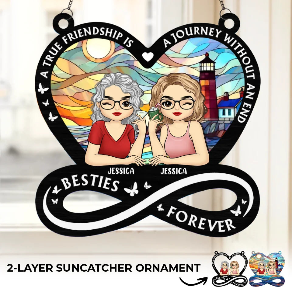L'amitié est le plus beau des cadeaux - Décoration attrape-soleil personnalisée à suspendre pour fenêtre - Cadeau pour les meilleures amies, les meilleures amies et les sœurs