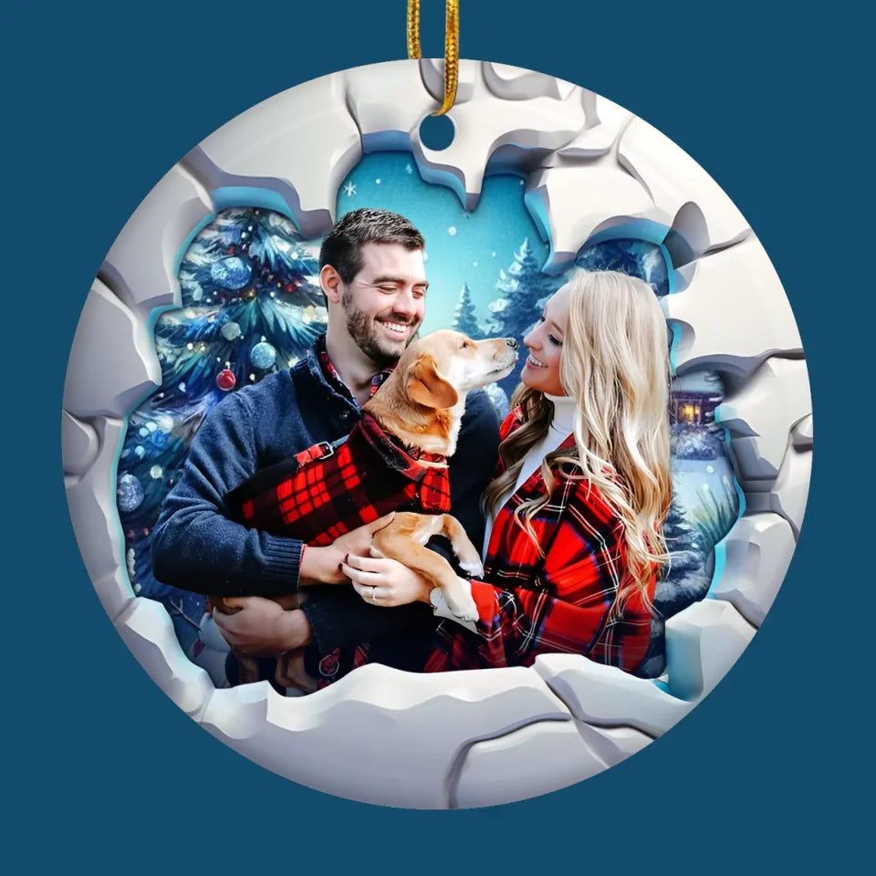 Une photo personnalisée ensemble est le meilleur cadeau de tous - Ornement personnalisé familial personnalisé - Forme ronde en céramique - Cadeau de Noël pour les membres de la famille