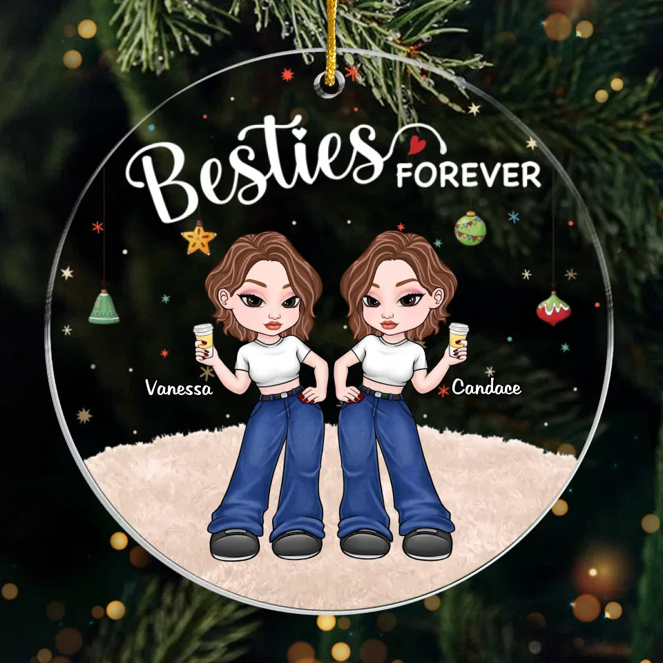 Besties Forever - Décoration personnalisée Bestie - Forme personnalisée en acrylique - Cadeau de Noël pour meilleures amies, meilleures amies, sœurs
