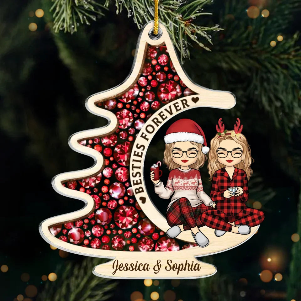Meilleurs amis pour toujours - Décoration personnalisée pour meilleure amie - Forme personnalisée en acrylique - Cadeau de Noël pour meilleures amies, meilleures amies, sœurs