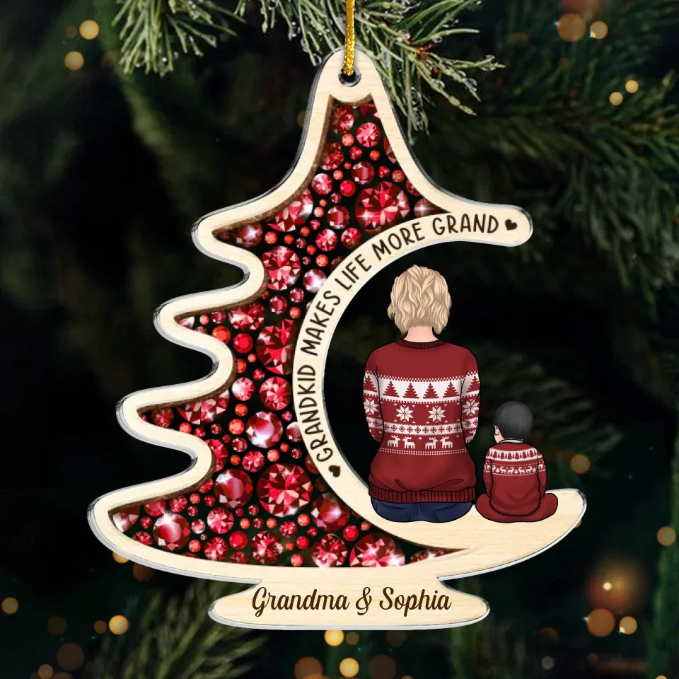 Tout ce que je veux pour Noël, c'est mon petit-enfant - Ornement personnalisé familial - Forme personnalisée en acrylique - Cadeau de Noël pour grand-mère et petit-enfant